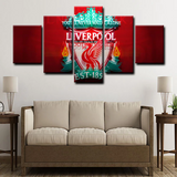 Liverpool FC Logo Premier League Football Club 5 Piece Canvas Wall Art Painting Wallpaper Poster Picture Print Photo Decor