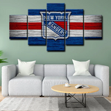 New York Rangers NHL Hockey Sports Team Logo 5 Piece Canvas Wall Art Painting Wallpaper Poster Picture Print Photo Decor