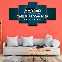 NFL Football Sports Team Seattle Seahawks Logo 5 Piece Canvas Wall Art Painting Wallpaper Poster Picture Print Photo Decor