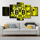 Borussia Dortmund Football Club Soccer Team Logo 5 Piece Canvas Wall Art Painting Wallpaper Poster Picture Print Photo Decor