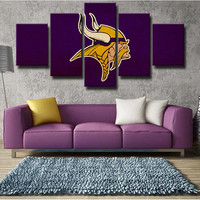 NFL Football Team Minnesota Vikings Purple Logo 5 Piece Canvas Wall Art Painting Wallpaper Poster Picture Print Photo Decor
