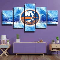 NHL New York Islanders Hockey Sports Team Logo 5 Piece Canvas Wall Art Painting Wallpaper Poster Picture Print Photo Decor