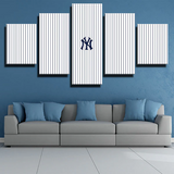 New York Yankees MLB Baseball Team Stripe Logo 5 Piece Canvas Wall Art Painting Wallpaper Poster Picture Print Photo Decor