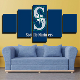 Seattle Mariners MLB Baseball Sports Team Logo 5 Piece Canvas Wall Art Painting Wallpaper Poster Picture Print Photo Decor
