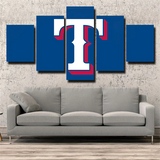 MLB Texas Rangers Baseball Sports Team Logo 5 Piece Canvas Wall Art Painting Wallpaper Poster Picture Print Photo Decor