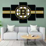 NHL Hockey Team Boston Bruins Stripes Logo 5 Piece Canvas Wall Art Painting Wallpaper Poster Picture Print Photo Decor