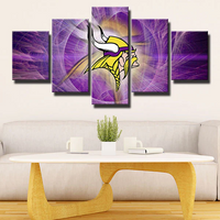 NFL Minnesota Vikings Football Sports Team Logo 5 Piece Canvas Wall Art Painting Wallpaper Poster Picture Print Photo Decor