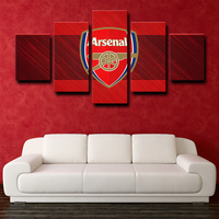 Arsenal FC Premier League Football Team Logo Red 5 Piece Canvas Wall Art Painting Wallpaper Poster Picture Print Photo Decor