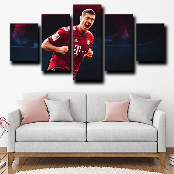 Robert Lewandowski Bayern Munich Striker Legend 5 Piece Canvas Wall Art Painting Wallpaper Poster Picture Print Photo Decor
