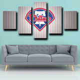MLB Baseball Team Philadelphia Phillies Stripe Logo 5 Piece Canvas Wall Art Painting Wallpaper Poster Picture Print Photo Decor