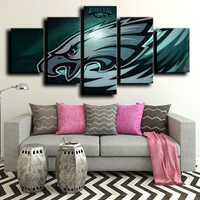 NFL Football Team Philadelphia Eagles Logo Crest 5 Piece Canvas Wall Art Painting Wallpaper Poster Picture Print Photo Decor