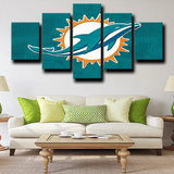 Miami Dolphins Blue Logo NFL American Football 5 Piece Canvas Wall Art Painting Wallpaper Poster Picture Print Photo Decor
