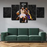 Kobe Bryant and LeBron James in Intense Basketball Action 5 Piece Canvas Wall Art Painting Wallpaper Poster Picture Print Photo Decor