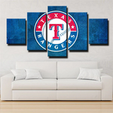 Texas Rangers MLB Baseball Team Blue Logo 5 Piece Canvas Wall Art Painting Wallpaper Poster Picture Print Photo Decor