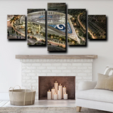 Los Angeles Rams NFL Stadium Aerial Night View 5 Piece Canvas Wall Art Painting Wallpaper Poster Picture Print Photo Decor