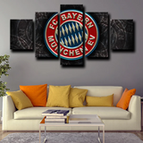 Bundesliga Team Bayern Munich Football Club Logo 5 Piece Canvas Wall Art Painting Wallpaper Poster Picture Print Photo Decor