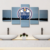 Edmonton Oilers NHL Hockey Sports Team Moon Logo 5 Piece Canvas Wall Art Painting Wallpaper Poster Picture Print Photo Decor
