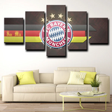 Bayern Munich Football Club Soccer Team Logo 5 Piece Canvas Wall Art Painting Wallpaper Poster Picture Print Photo Decor