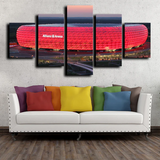 Allianz Arena Red Bayern Munich Football Stadium 5 Piece Canvas Wall Art Painting Wallpaper Poster Picture Print Photo Decor