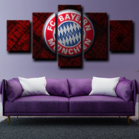 Bayern Munich Football Club Logo Bundesliga Team 5 Piece Canvas Wall Art Painting Wallpaper Poster Picture Print Photo Decor