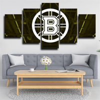 NHL Hockey Team Boston Bruins Logo 5 Piece Canvas Wall Art Painting Wallpaper Poster Picture Print Photo Decor