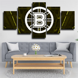 NHL Hockey Team Boston Bruins Logo 5 Piece Canvas Wall Art Painting Wallpaper Poster Picture Print Photo Decor