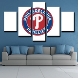 MLB Baseball Team Philadelphia Phillies Circular Logo 5 Piece Canvas Wall Art Painting Wallpaper Poster Picture Print Photo Decor