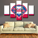 MLB Baseball Sports Team Philadelphia Phillies Logo 5 Piece Canvas Wall Art Painting Wallpaper Poster Picture Print Photo Decor