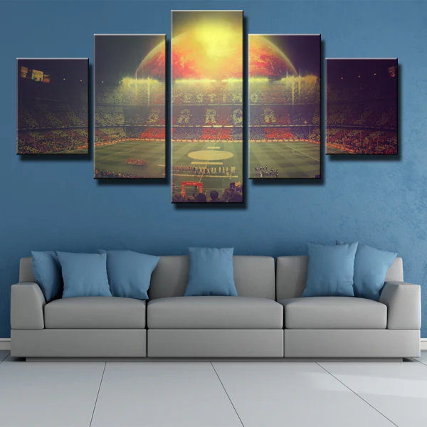 Camp Nou Stadium FC Barcelona La Liga Football 5 Piece Canvas Wall Art Painting Wallpaper Poster Picture Print Photo Decor
