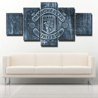 Manchester United Football Soccer Team Grey Logo 5 Piece Canvas Wall Art Painting Wallpaper Poster Picture Print Photo Decor