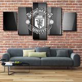 Manchester United FC Premier League Football Team Logo 5 Piece Canvas Wall Art Painting Wallpaper Poster Picture Print Photo Decor