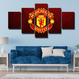 Manchester United The Red Devils Football Team Logo 5 Piece Canvas Wall Art Painting Wallpaper Poster Picture Print Photo Decor