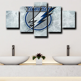 NHL Hockey Sports Team Tampa Bay Lightning Logo 5 Piece Canvas Wall Art Painting Wallpaper Poster Picture Print Photo Decor