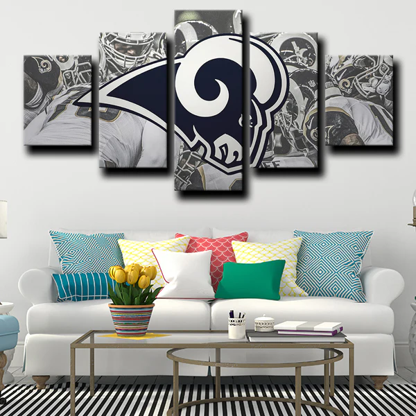 Los Angeles Rams Team Logo NFL Football Sports 5 Piece Canvas Wall Art ...