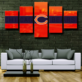 NFL Team Chicago Bears Logo Football Sports 5 Piece Canvas Wall Art Painting Wallpaper Poster Picture Print Photo Decor