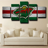 Minnesota Wild NHL Hockey Sports Team Logo 5 Piece Canvas Wall Art Painting Wallpaper Poster Picture Print Photo Decor