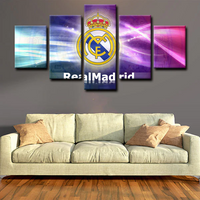 Real Madrid CF La Liga Team Colorful Logo 5 Piece Canvas Wall Art Painting Wallpaper Poster Picture Print Photo Decor