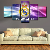 Real Madrid CF La Liga Team Colorful Logo 5 Piece Canvas Wall Art Painting Wallpaper Poster Picture Print Photo Decor