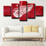 Detroit Red Wings NHL Sports Hockey Team Red Logo 5 Piece Canvas Wall Art Painting Wallpaper Poster Picture Print Photo Decor