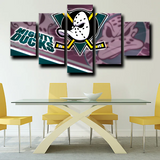 Anaheim Ducks Logo Crest NHL Hockey Sports Team 5 Piece Canvas Wall Art Painting Wallpaper Poster Picture Print Photo Decor