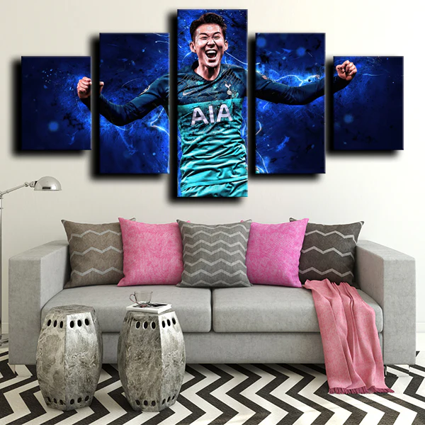 Heung-Min Son Tottenham Hotspur FC Forward Soccer 5 Piece Canvas Wall Art Painting Wallpaper Poster Picture Print Photo Decor