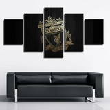 Premier League Football Team Liverpool FC Logo 5 Piece Canvas Wall Art Painting Wallpaper Poster Picture Print Photo Decor