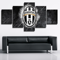 Serie A Football Club Juventus FC Soccer Team Logo 5 Piece Canvas Wall Art Painting Wallpaper Poster Picture Print Photo Decor