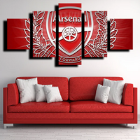 Premier League Team Arsenal FC Logo Red & White 5 Piece Canvas Wall Art Painting Wallpaper Poster Picture Print Photo Decor