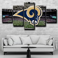 Los Angeles Rams NFL Sports Team Logo And Stadium 5 Piece Canvas Wall Art Painting Wallpaper Poster Picture Print Photo Decor