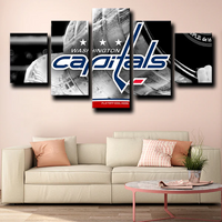 Washington Capitals Sports Team NHL Hockey Logo 5 Piece Canvas Wall Art Painting Wallpaper Poster Picture Print Photo Decor