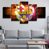 FC Barcelona La Liga Football Team Logo Heart 5 Piece Canvas Wall Art Painting Wallpaper Poster Picture Print Photo Decor