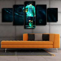Lionel Messi FC Barcelona Forward Football Legend 5 Piece Canvas Wall Art Painting Wallpaper Poster Picture Print Photo Decor