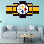 Pittsburgh Steelers NFL Football Sports Team Logo 5 Piece Canvas Wall Art Painting Wallpaper Poster Picture Print Photo Decor