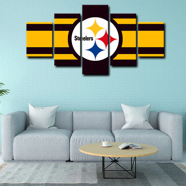 Pittsburgh Steelers NFL Football Sports Team Logo 5 Piece Canvas Wall Art Painting Wallpaper Poster Picture Print Photo Decor